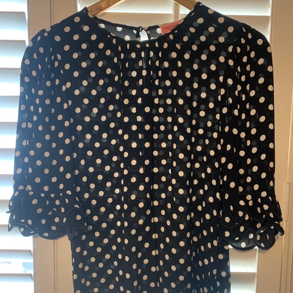 Black & White Polka Dot  Flowy Blouse
